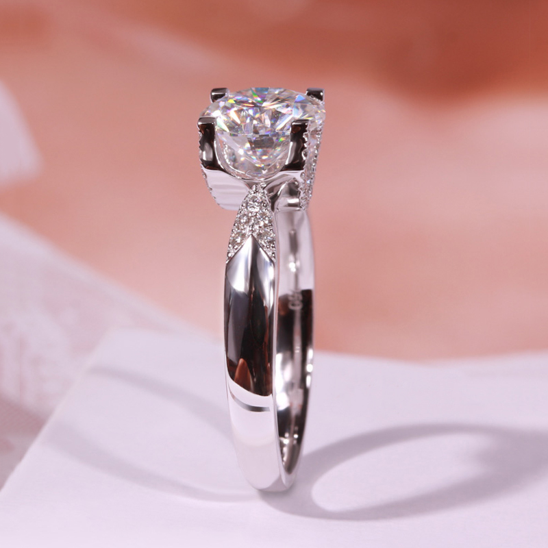Wedding Rings Classic 4 claw 9K White Gold Trendy Ring 1ct 2ct 3ct Round Cut Lab Diamond Wedding Engagement Anniversary Ring 220829