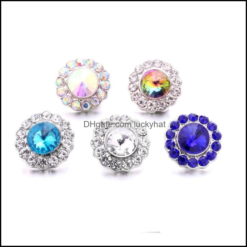 Clasps Hooks Rhinestone Clasps Chunk 18Mm Snap Button Radiant Zircon Flower Charms Bk For Snaps Diy Jewelry Findings S Dhseller2010 Dh2Nc