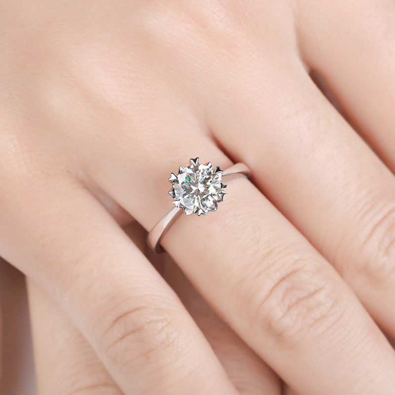 Wedding Rings Classic 925 sterling silver 3ct Ring Lab Diamond Round Brilliant Cut jewelry Wedding ring Engagement Snowflake style 220829