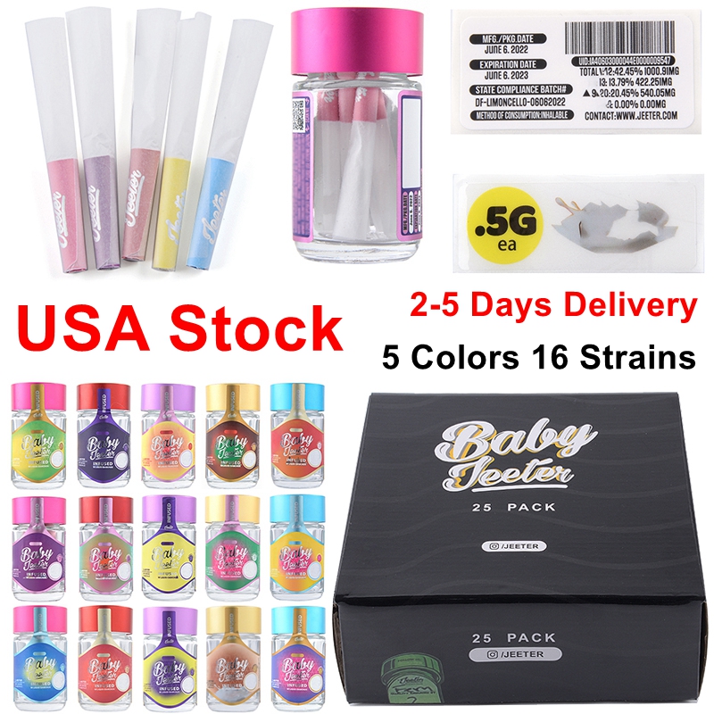 USA Stock E Cig Accessories Baby Jeeter Infused Pre Rolls With Liquid Diamonds 5packs Rolling Papers 0.5g Each 16 Strains 5 Colors 2.5g Empty Glass Jars Bottle
USA Stock E Cig Accessories Baby Jeeter Infused Pre Rolls With Liquid Diamonds 5packs Rolling Papers 0.5g Each 16 Strains 5 Colors 2.5g Empty Glass Jars Bottle