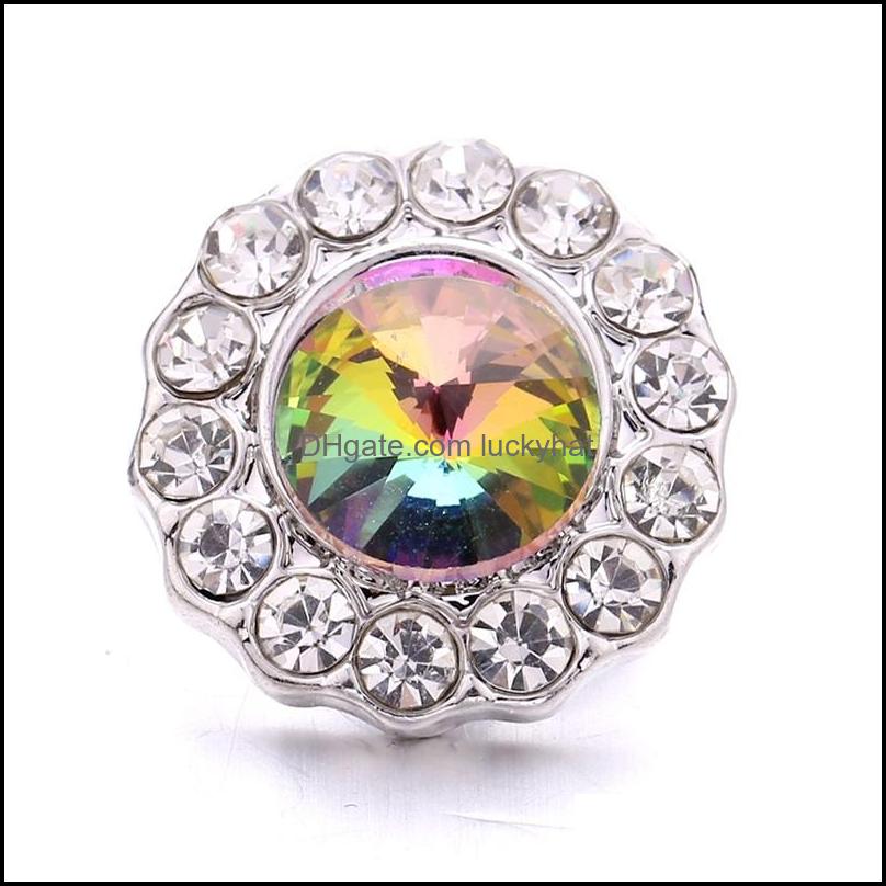 Clasps Hooks Rhinestone Clasps Chunk 18Mm Snap Button Radiant Zircon Flower Charms Bk For Snaps Diy Jewelry Findings S Dhseller2010 Dh2Nc