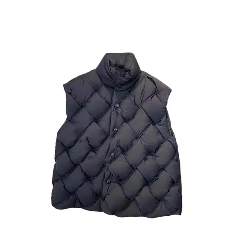 Women's Vests Winter Fashion Woven Pattern Warm Down Vest Jacket Female Green LooseFitting Rabbit Fur Cotton Sleeveless Vests Ladies 220827