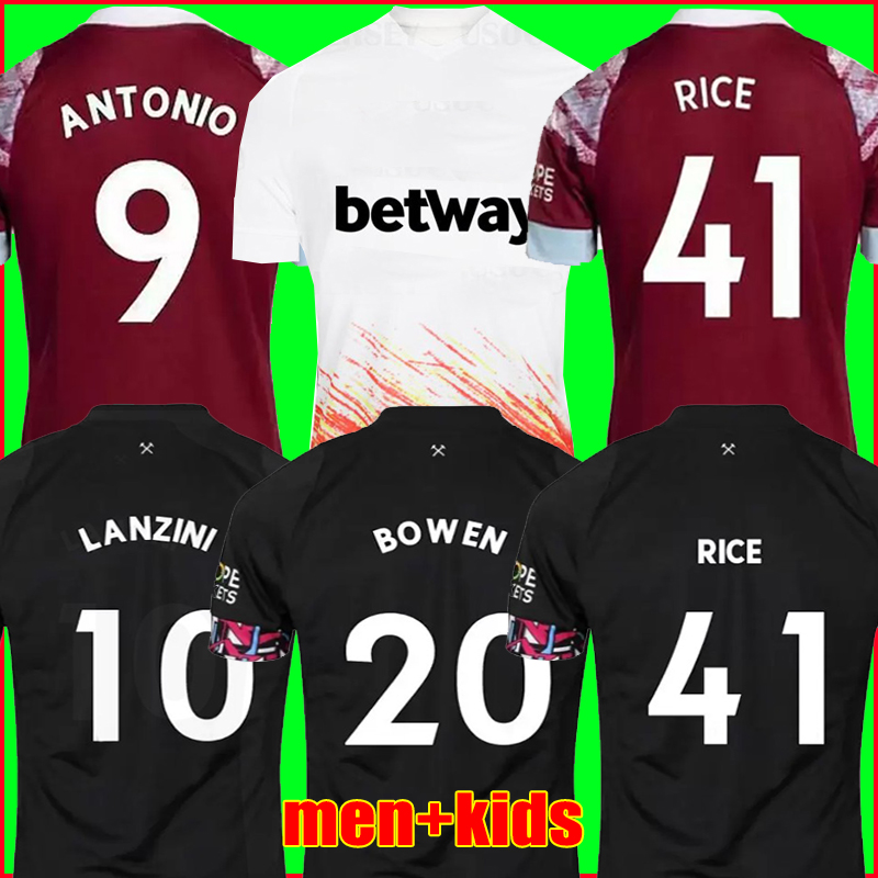 soccer jersey 22 23 home NOBLE west HAMs ANDERSON UNITED RICE BOWEN ANTONIO BENRAHMA 2022 2023 football shirt adult men kids kit sets boys