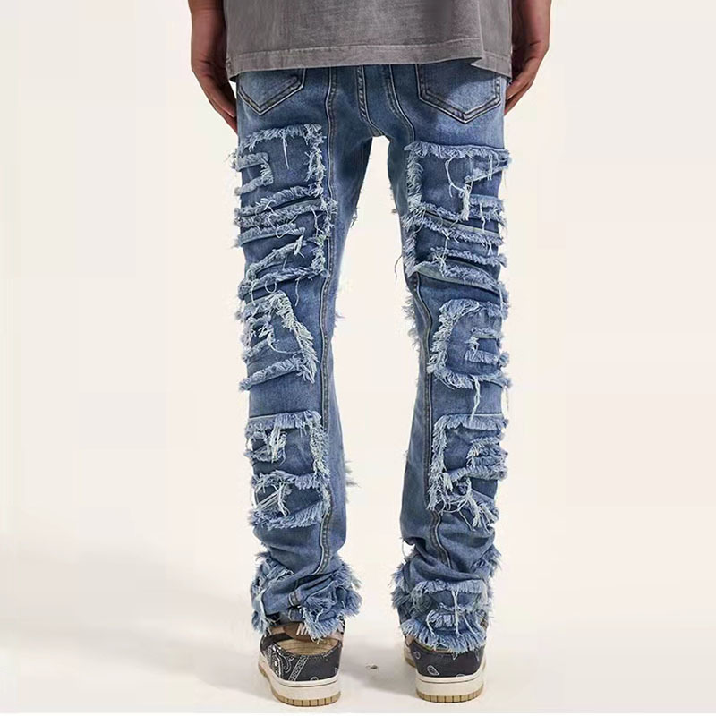 Mens Jeans Retro Hole Ripped Distressed for Men Straight Washed Harajuku Hip Hop Loose Denim Trousers Vibe Style Casual Jean Pants 220829