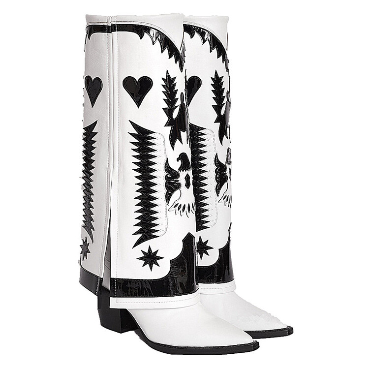 2022 women's boots four seasons European and American fashion embroidered decoration thick high heel color matching pointed sleeve boots, Xjk&8323-01-white
2022 women's boots four seasons European and American fashion embroidered decoration thick high heel color matching pointed sleeve boots, Xjk&8323-01-white