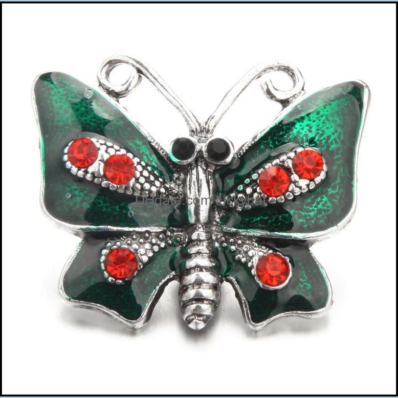 Clasps Hooks Noosa Snap Rhinestone Buttons Oil Painting Butterfly 18Mm Button Diy Bracelet Necklace Jewelry Gift Drop Dhseller2010 Dhwxl