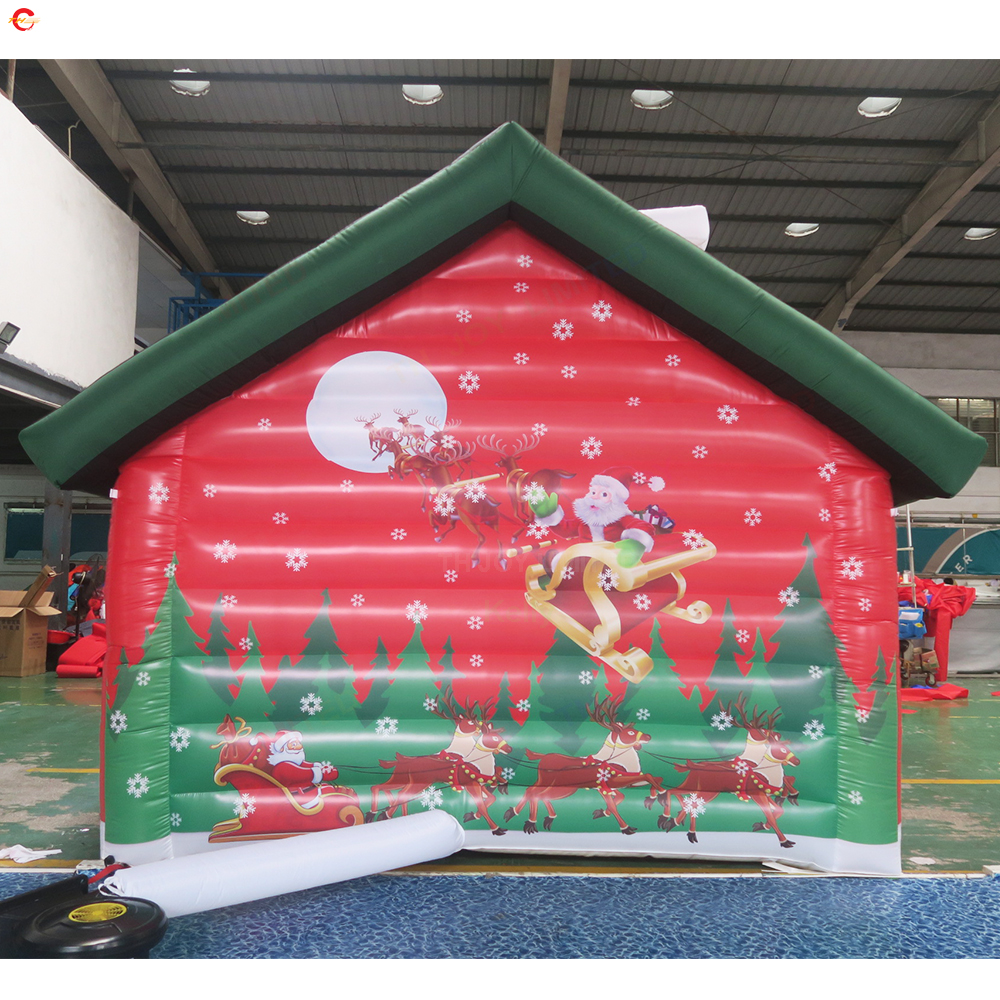 Free Door Ship Outdoor Activities 4x3m 5x4m Portable Inflatable Christmas House Santa Grotto For Xmas decoration