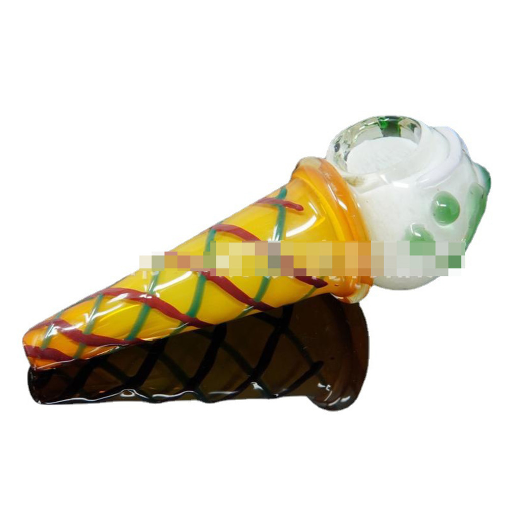 Cream Cone Smoking Glass Water Pipe Tobacco Thick 4.73Inch Glass Hand Pipes