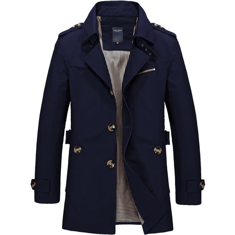 Men's Jackets Mens Business Jacket Fashion Autumn Men Long Cotton Windbreaker Jackets Overcoat Male Casual Winter Trench Outwear Coat 220829