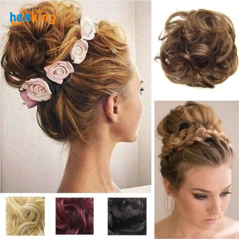 Messy Synthetic Hair Bun Shapers Scrunchie Donut Wavy Updo Elastic Scrunchie Bridal HairPiece Easy Updos For Women Kids H013