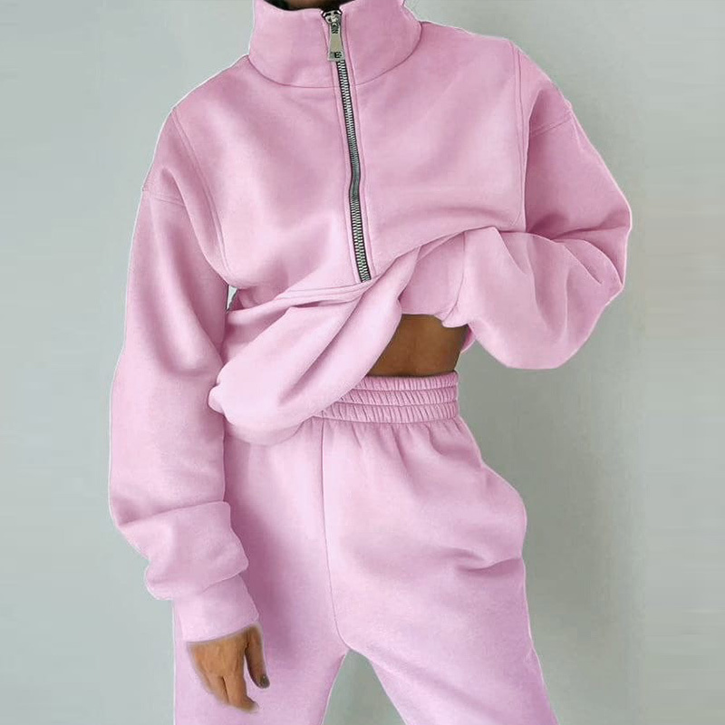 Womens Two Piece Pants Women Fleece Set Spring Winter Sports Warm Suit Casual Oversized Polo Zipper Sweatshirts And Trouser Tracksuits 220829