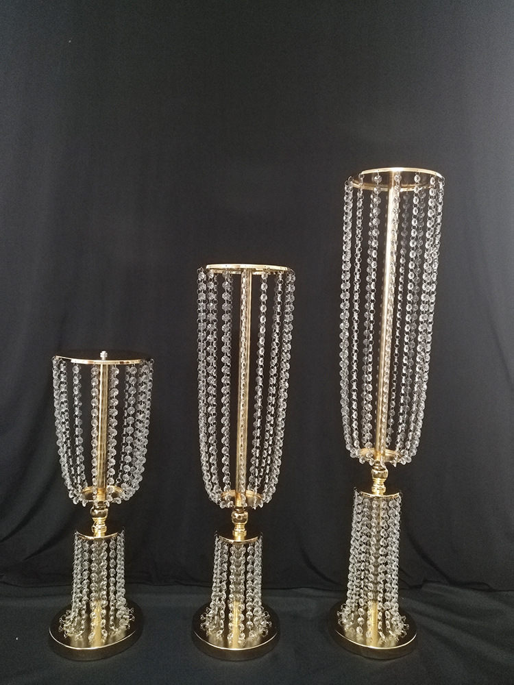 Gold silver Candle Wedding Decoration Holders crystal Metal Candlestick Flower Vase Table Centerpiece Event Flower Rack Road Lead