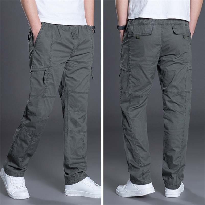 Summer Autumn Fashion Men Pants Casual Cotton Long Straight Joggers Homme Plus Size 5xl 6xl Flat Trousers for Clothing 220719
