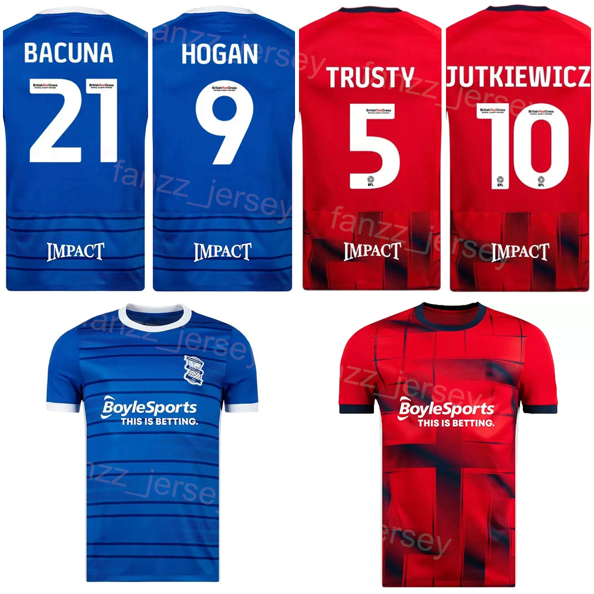 

2022-23 Club FC Birmingham City Soccer Jerseys 29 PLACHETA 9 HOGAN 35 HALL 28 SANDERSON 5 TRUSTY 2 COLIN 21 RUDDY 7 BACUNA 8 DEENEY 10 JUTKIEWICZ Football Shirt Kits, Red