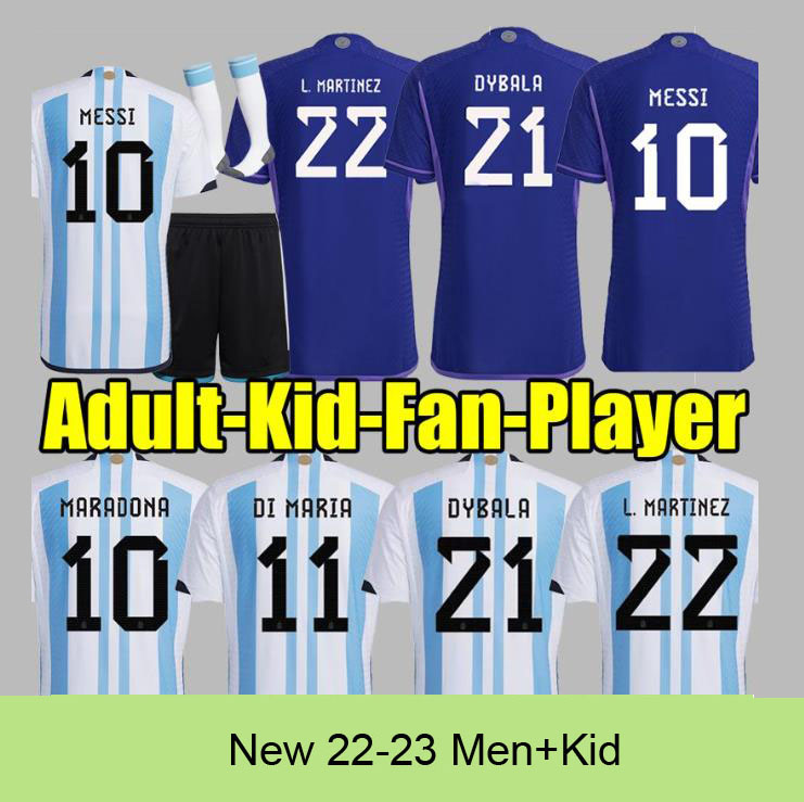 2022 WORLD CUP Argentina soccer Jersey football shirt DYBALA AGUERO MARADONA DI MARIA MESSIs 22 23 fans player version Men Kids kit sets socks, Multi
2022 WORLD CUP Argentina soccer Jersey football shirt DYBALA AGUERO MARADONA DI MARIA MESSIs 22 23 fans player version Men Kids kit sets socks, Multi