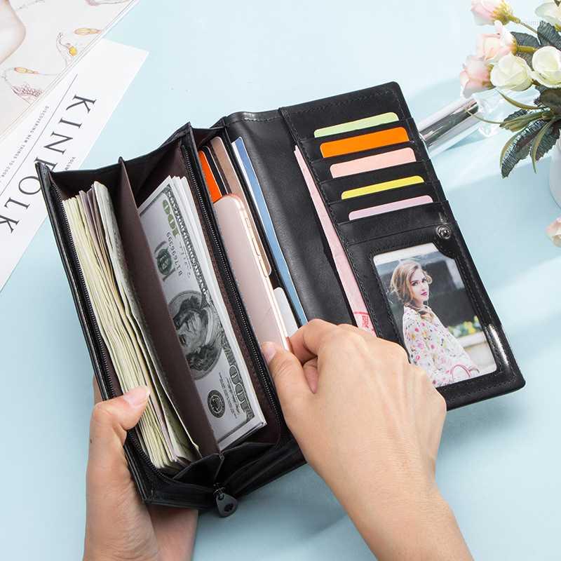 Wallets Female Long Wallet Fashion Women Genuine Leather Coin Purse Brand Designer Phone Bag For Ladies Card Holder Cluth Zipper, Black
Wallets Female Long Wallet Fashion Women Genuine Leather Coin Purse Brand Designer Phone Bag For Ladies Card Holder Cluth Zipper, Black