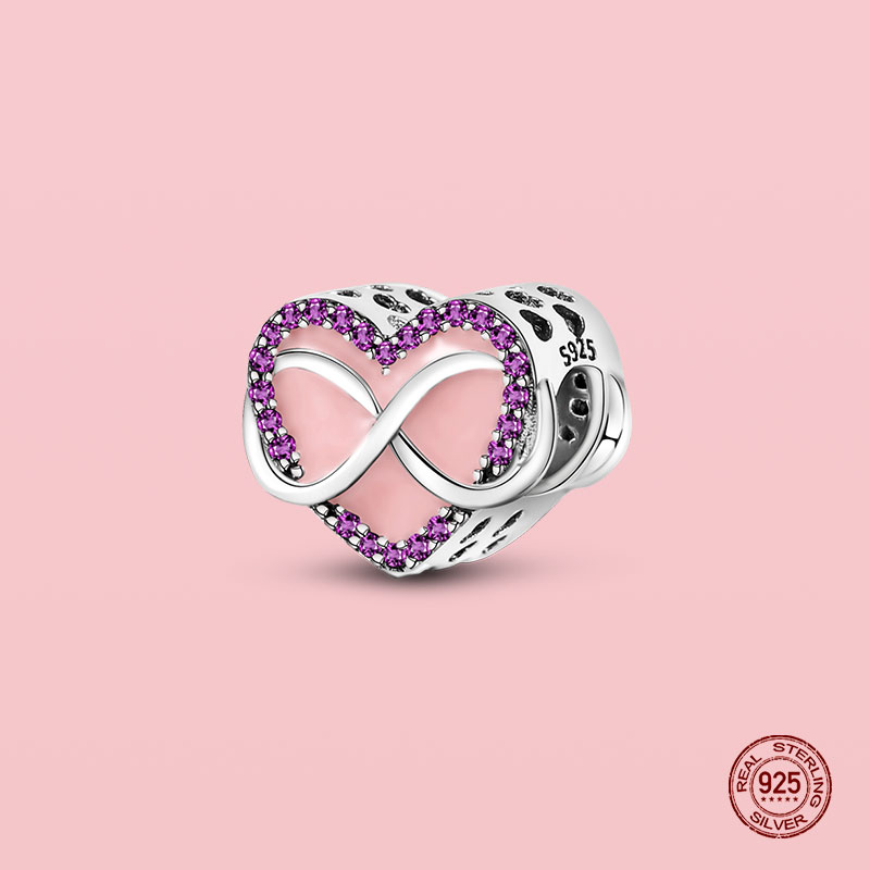 925 Sterling Silver bead fit Charms Charm Bracelet Infinity Love Charms Eternal Heart Family Forever charmes DIY Fine Beads Jewelry