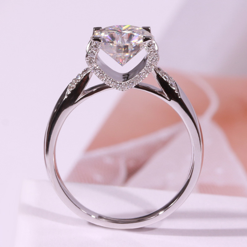 Wedding Rings Classic 4 claw 9K White Gold Trendy Ring 1ct 2ct 3ct Round Cut Lab Diamond Wedding Engagement Anniversary Ring 220829