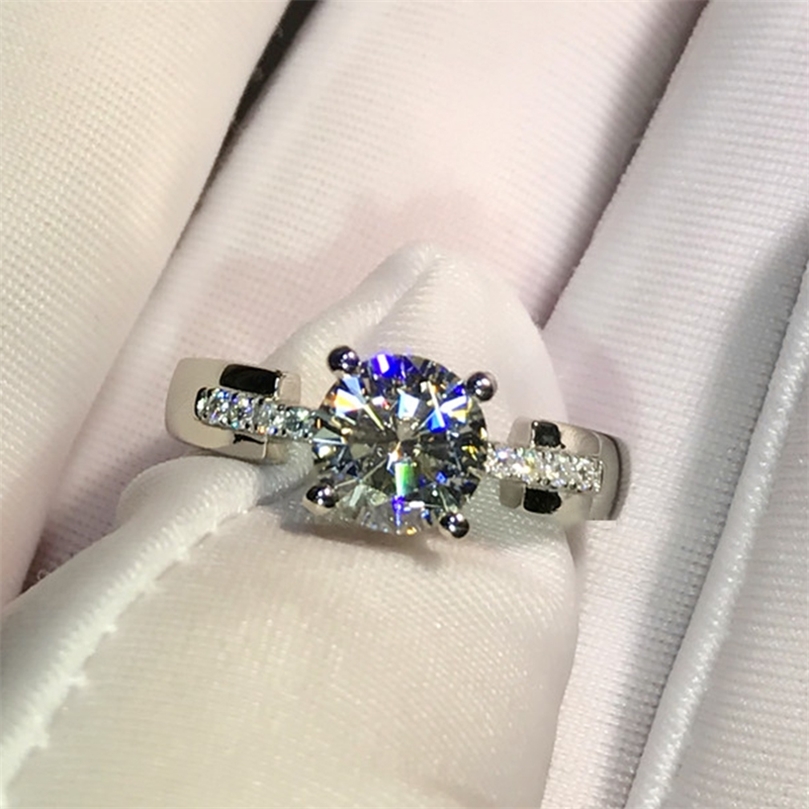 Wedding Rings 18K White Gold Ring 1ct 2ct 3ct Lab Diamond Romantic 4 claws jewelry Anniversary Engagement Ring 220829