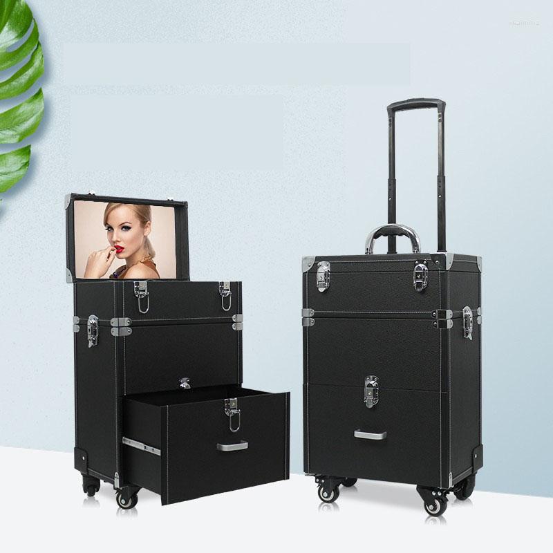Suitcases Travel Makeup Case Professional Suitcase Black Cosmetic Organizer Beauty With Mirror Vanity Box Embroidery Trolley
Suitcases Travel Makeup Case Professional Suitcase Black Cosmetic Organizer Beauty With Mirror Vanity Box Embroidery Trolley