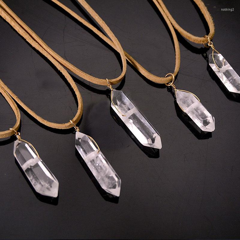 Choker Clear Quartz Crystal Point Unisex Necklace Double Terminated Stone Natural Leather
Choker Clear Quartz Crystal Point Unisex Necklace Double Terminated Stone Natural Leather