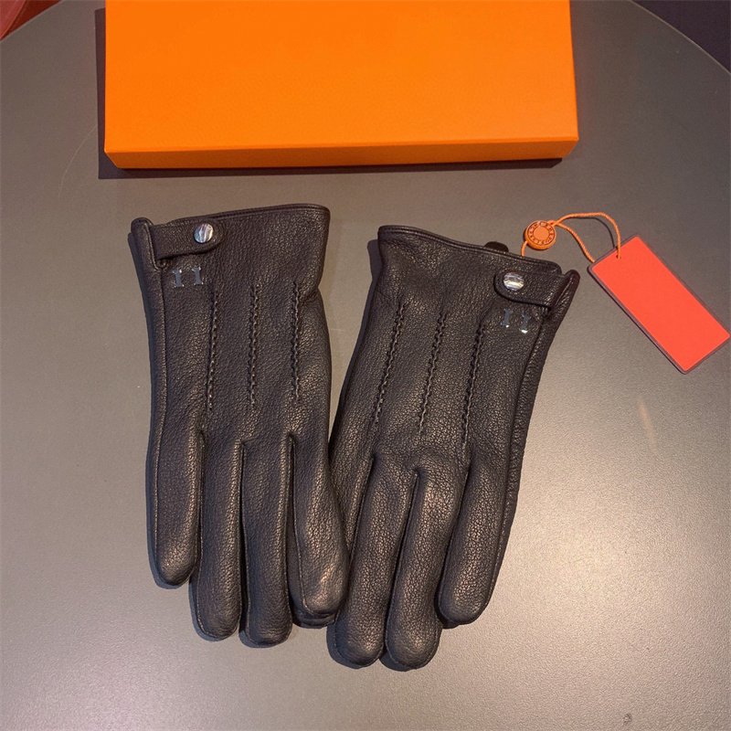 Five Fingers Gloves Winter Men Leather Designer Cashmere Glove High Grade Buckskin Fashion Classic Hardware Mens Simplicity Gloves Bag-Luxury 1bdf