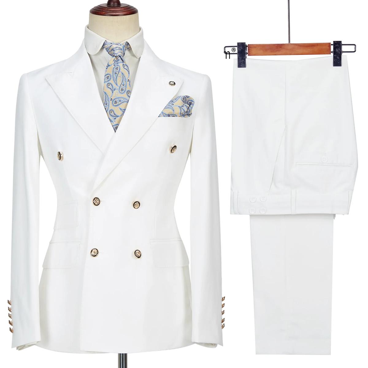 Two Piece Business Plus Size Tuxedos Mens Pants Suits Double Brested Groom Wedding Prom Party Blazer Overcoat