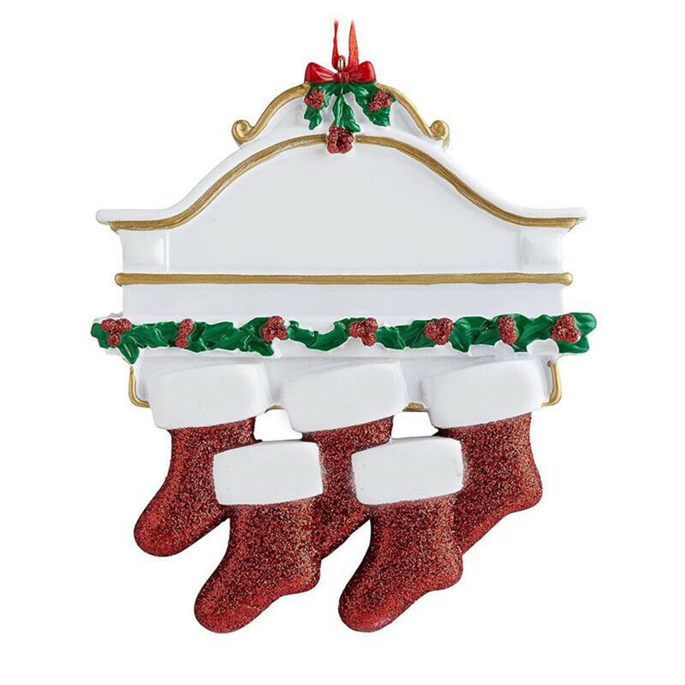 Resin Personalized Socks Christmas Decorations Family Of 2 3 4 5 6 7 8 Christmas Tree Ornament Pendants