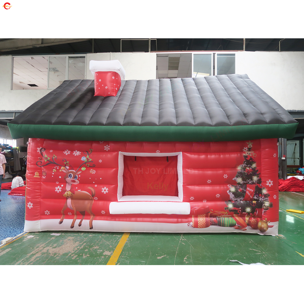 Free Door Ship Outdoor Activities 4x3m 5x4m Portable Inflatable Christmas House Santa Grotto For Xmas decoration