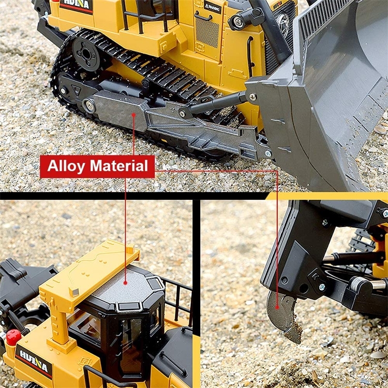 Electric RC Car Huina 1569 Rc Bulldozer 1 16 rc Truck Remote Control Excavator 8Channels Radio Engineering Vehicle Toys for Boys 220829