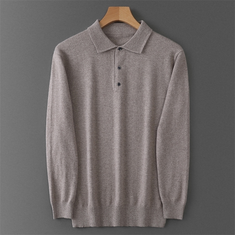 Men's Sweaters Cashmere Lapel Shirts Spring Autumn Pullovers Knit Warm Tops Male 100 Wool POLO Large Size 220829