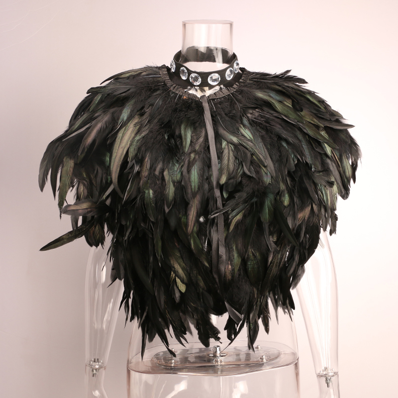 Womens Fur Faux Elegant Feather Coat Short Paragraph Outwear Shawl Highgrade Natural Feathers Cape Perform Costume Clothes 6Q0346 220829