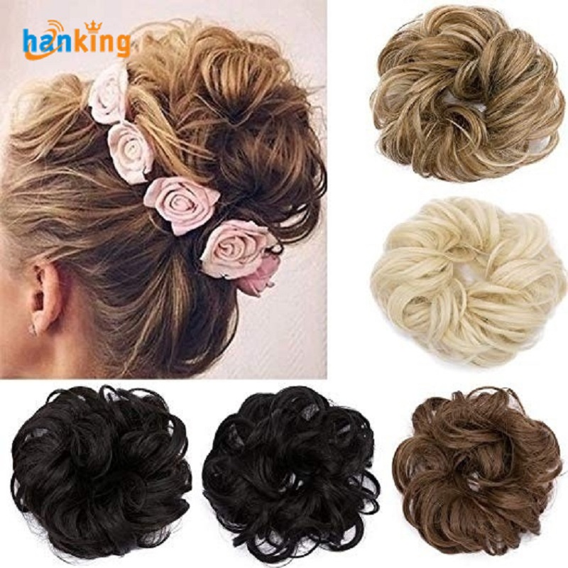 Messy Synthetic Hair Bun Shapers Scrunchie Donut Wavy Updo Elastic Scrunchie Bridal HairPiece Easy Updos For Women Kids H013