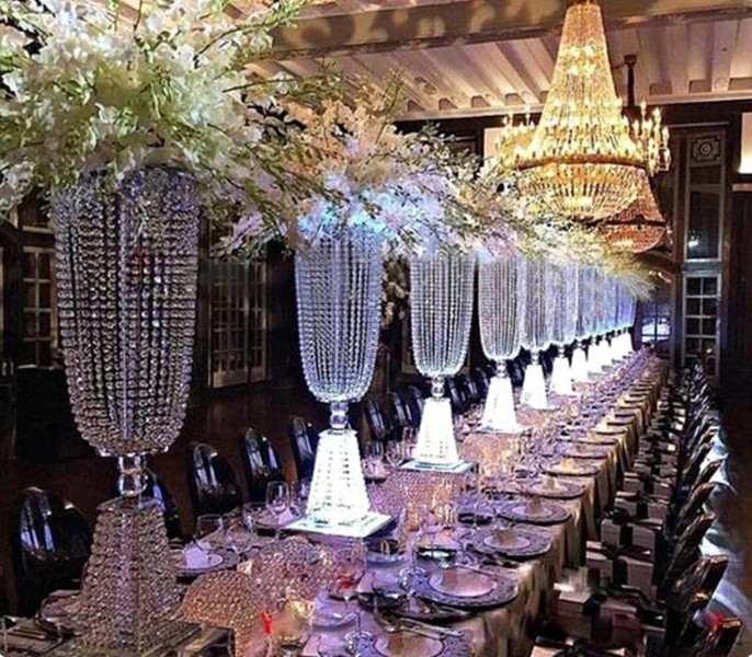 Gold silver Candle Wedding Decoration Holders crystal Metal Candlestick Flower Vase Table Centerpiece Event Flower Rack Road Lead