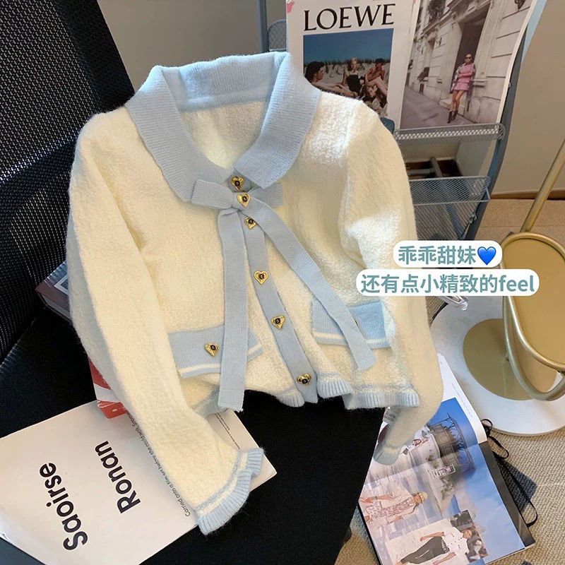 Women' cute turn down collar sweater knitted color block cardigan coat SML, Beige
Women' cute turn down collar sweater knitted color block cardigan coat SML, Beige