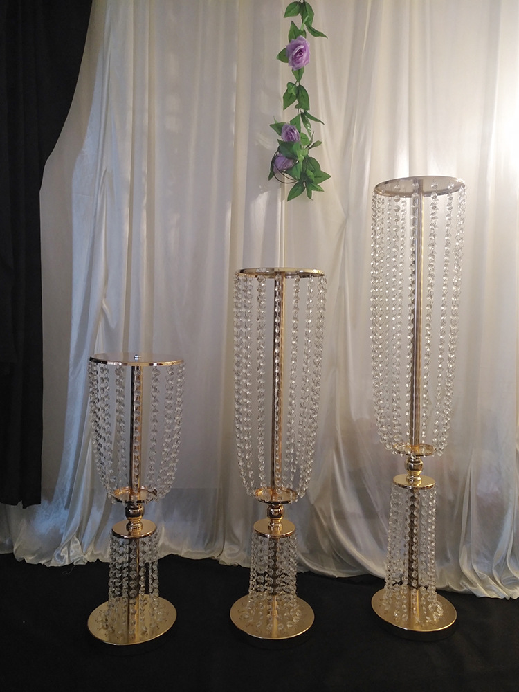 Gold silver Candle Wedding Decoration Holders crystal Metal Candlestick Flower Vase Table Centerpiece Event Flower Rack Road Lead