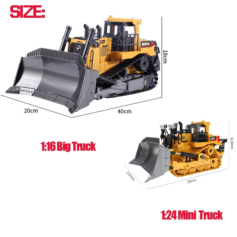 Electric RC Car Huina 1569 Rc Bulldozer 1 16 rc Truck Remote Control Excavator 8Channels Radio Engineering Vehicle Toys for Boys 220829