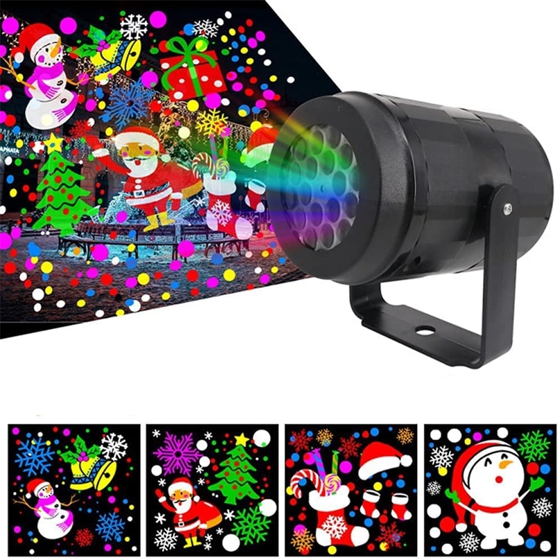Christmas Decorations 16 Pattern Projectors Decorative Outdoor Lighting LED Laser Projector Snowflake Lamp Party Stage Disco Home Garden 220829