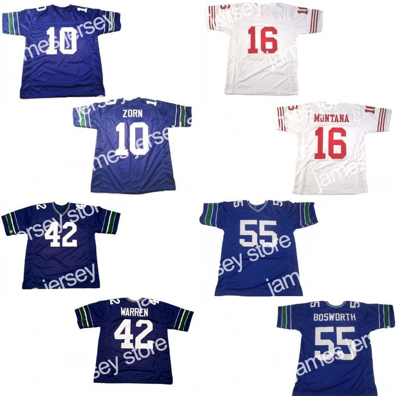 Football Jerseys 16 Joe Montana 42 Chris Warren 55 Brian Bosworth 10 Jim Zorn Stitched Football Jersey Blue colour White Men Jersey S-XXXL
Football Jerseys 16 Joe Montana 42 Chris Warren 55 Brian Bosworth 10 Jim Zorn Stitched Football Jersey Blue colour White Men Jersey S-XXXL