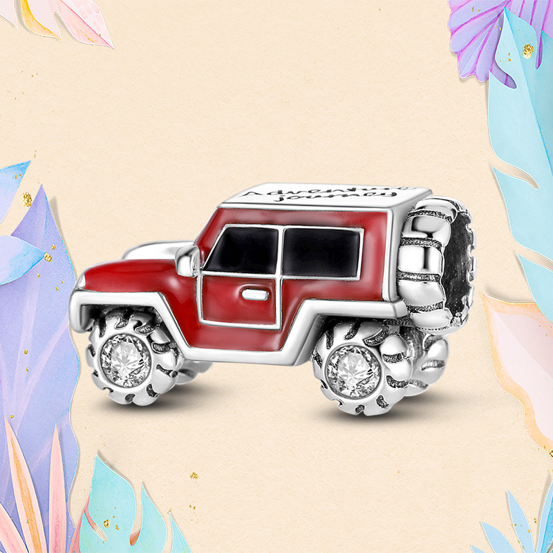 S925 Silver bead fit Charms Charm Bracelet Bicycle Motor Car Charm Stroller Airplane charmes ciondoli DIY Fine Beads Jewelry