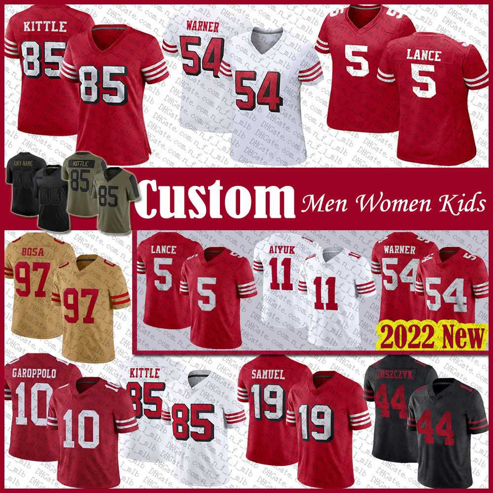 5 Trey Lance 85 George Kittle Custom Football Jersey 19 Deebo Samuel Nick Bosa Fred Warner Brandon Aiyuk Kyle Juszczyk Jimmy Garoppolo Trent Williams Elijah Mitchell, Shown
5 Trey Lance 85 George Kittle Custom Football Jersey 19 Deebo Samuel Nick Bosa Fred Warner Brandon Aiyuk Kyle Juszczyk Jimmy Garoppolo Trent Williams Elijah Mitchell, Shown