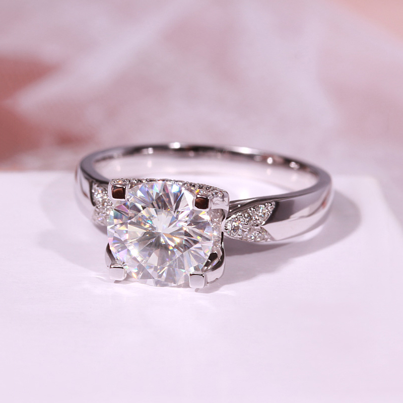 Wedding Rings Classic 4 claw 9K White Gold Trendy Ring 1ct 2ct 3ct Round Cut Lab Diamond Wedding Engagement Anniversary Ring 220829