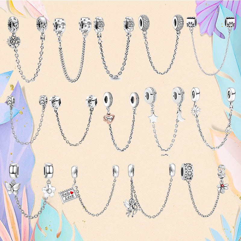 925 Silver bead fit Charms Pandora Charm Bracelet Flower Heart Safety Chain Star Moon Sterling charmes ciondoli DIY Fine Beads Jewelry
925 Silver bead fit Charms Pandora Charm Bracelet Flower Heart Safety Chain Star Moon Sterling charmes ciondoli DIY Fine Beads Jewelry
