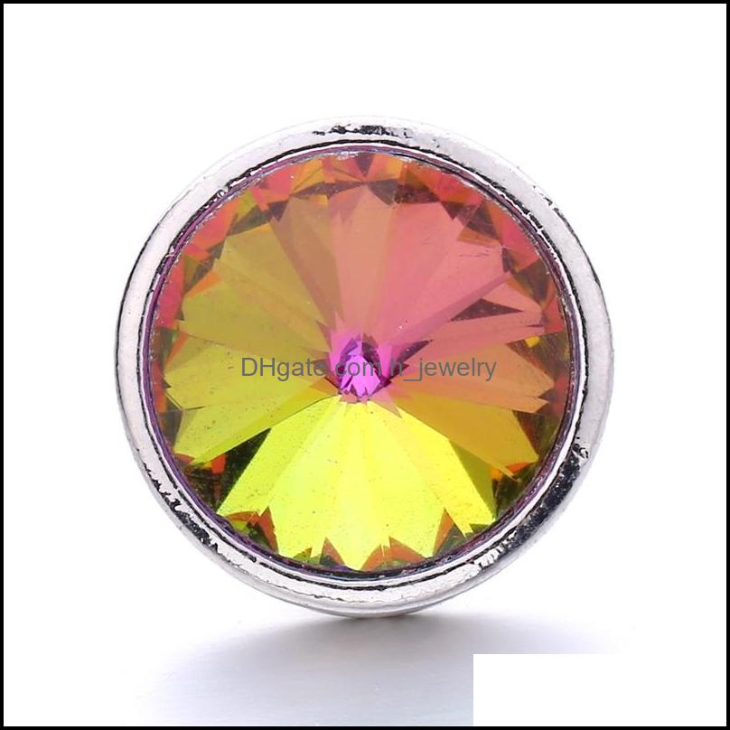 Charms Colorf Acrylic Sier Color Snap Button Charms Women Jewelry Findings Bright Rhinestone 18Mm Metal Snaps Buttons Di Dhseller2010 Dhlbv