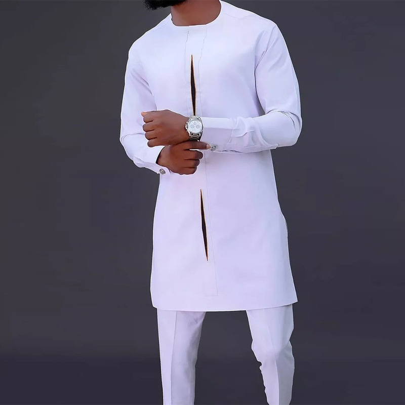 Men's Tracksuits African Men Dashiki Long Sleeve Shirt Trouser Set Mens 2 Pieces Outfit Suit Traditional Male Clothes T shirt Pant Suits 220829