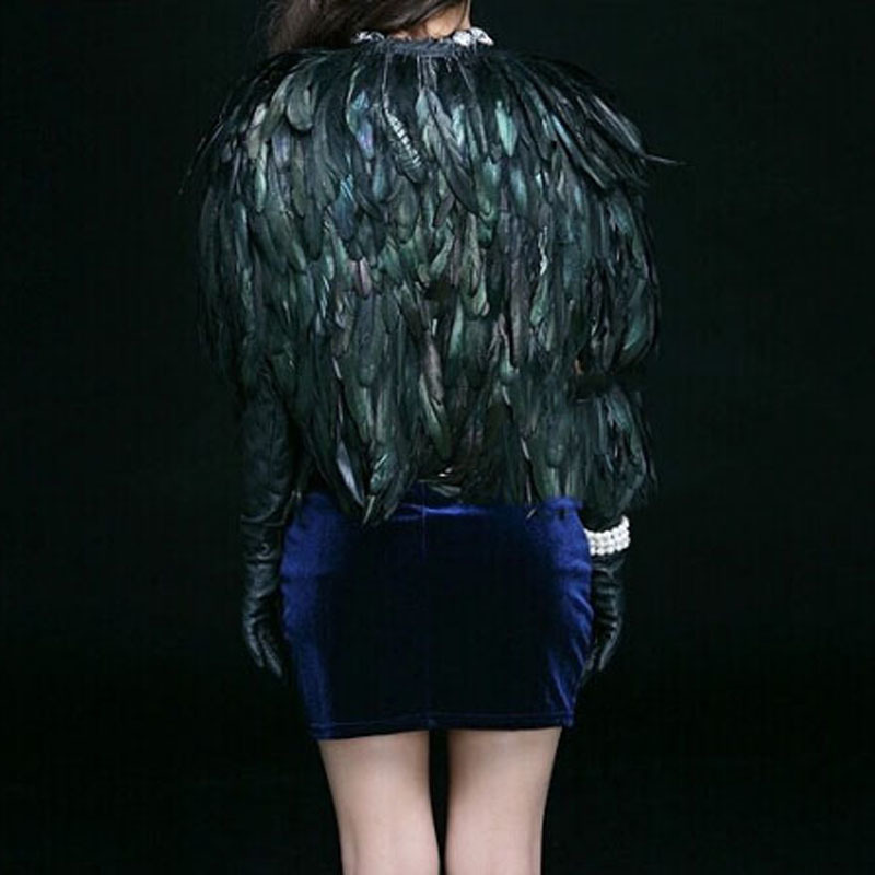 Womens Fur Faux Elegant Feather Coat Short Paragraph Outwear Shawl Highgrade Natural Feathers Cape Perform Costume Clothes 6Q0346 220829