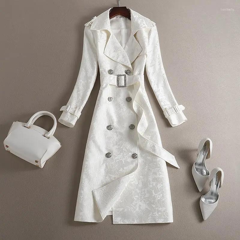 Women' Jackets Windbreaker Women' Mid-length 2022 Spring Autumn Lapel Fashion White Jacquard Lace Trench Coat Femme Chaquetas De Mujer
Women' Jackets Windbreaker Women' Mid-length 2022 Spring Autumn Lapel Fashion White Jacquard Lace Trench Coat Femme Chaquetas De Mujer