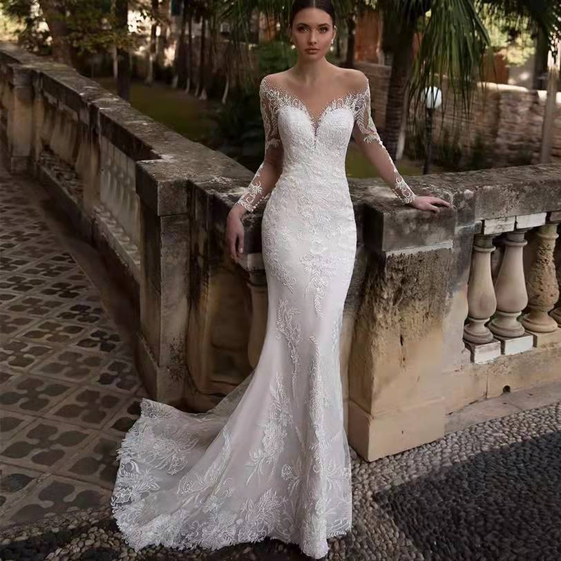Mermaid Wedding Dress With Detachable Skirt Arabic Trumpet Bridal Gowns Bohemian Robe De 403