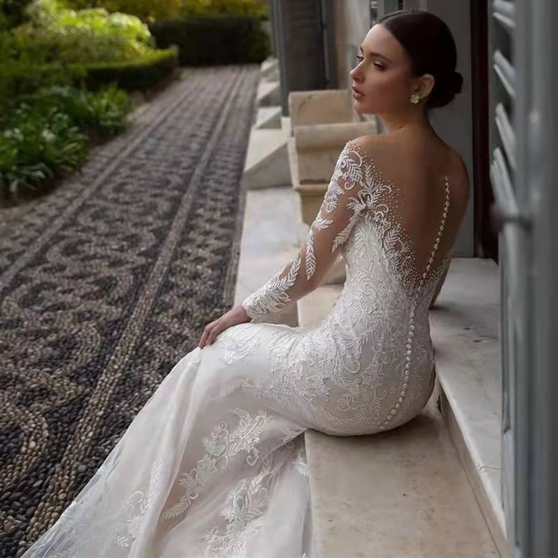 Mermaid Wedding Dress With Detachable Skirt Arabic Trumpet Bridal Gowns Bohemian Robe De 403