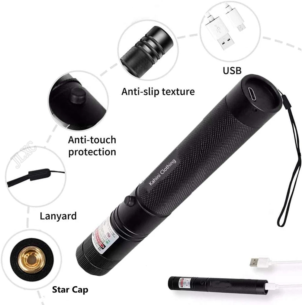 Green Pointers 303 USB Charging Built-in Battery Laser Torch Bluish Purple High Powerful Red Dot Single Point Starry Burning Match Creative Things Gad